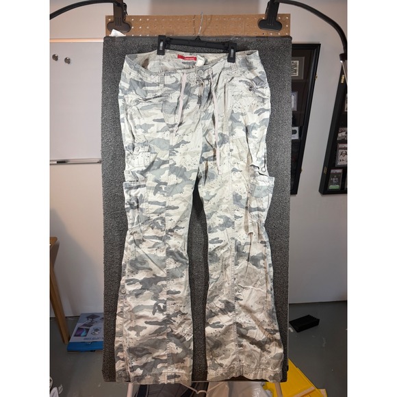 UNIONBAY Pants - Unionbay Cargo Pants Womens 17 Grey Camo Butterfly Print Utility Drawstring Wide